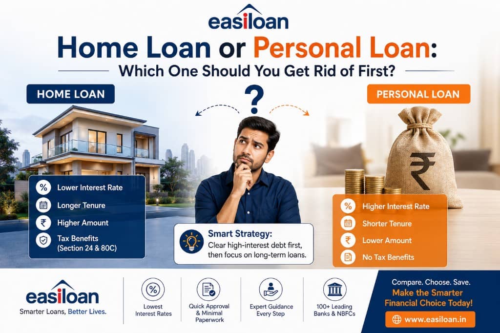 Home loan or personal loan — which one should you repay first? Compare interest rates, tax benefits, tenure, and smart repayment strategy with EasiLoan.